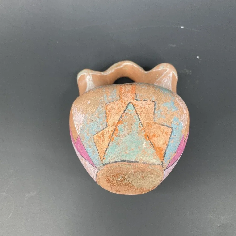 Vtg Wedding Vase Double Spout Southwestern Mexican Native American Style Painted